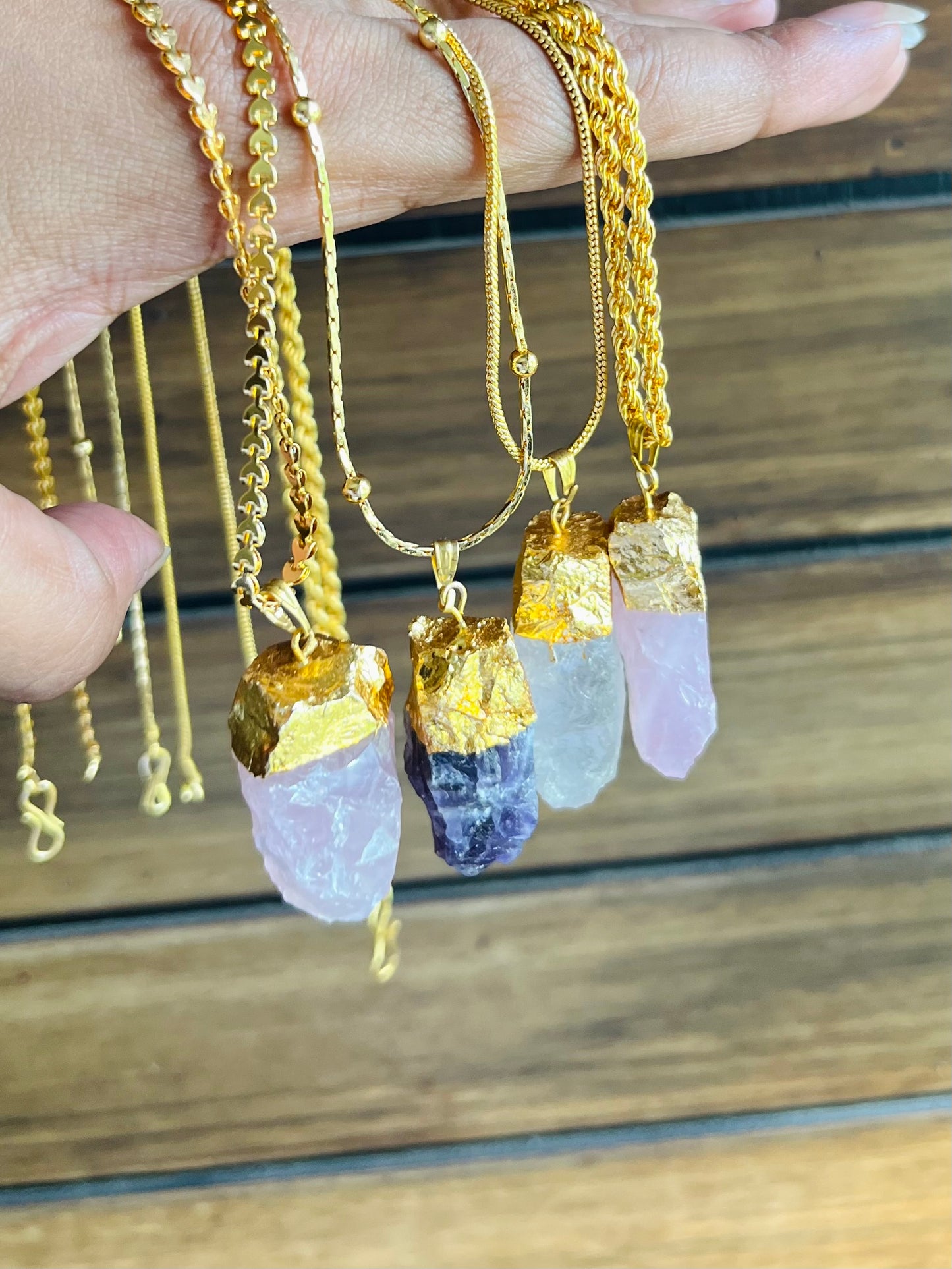 4 Semi-Precious Crystal Necklaces - Gift Set