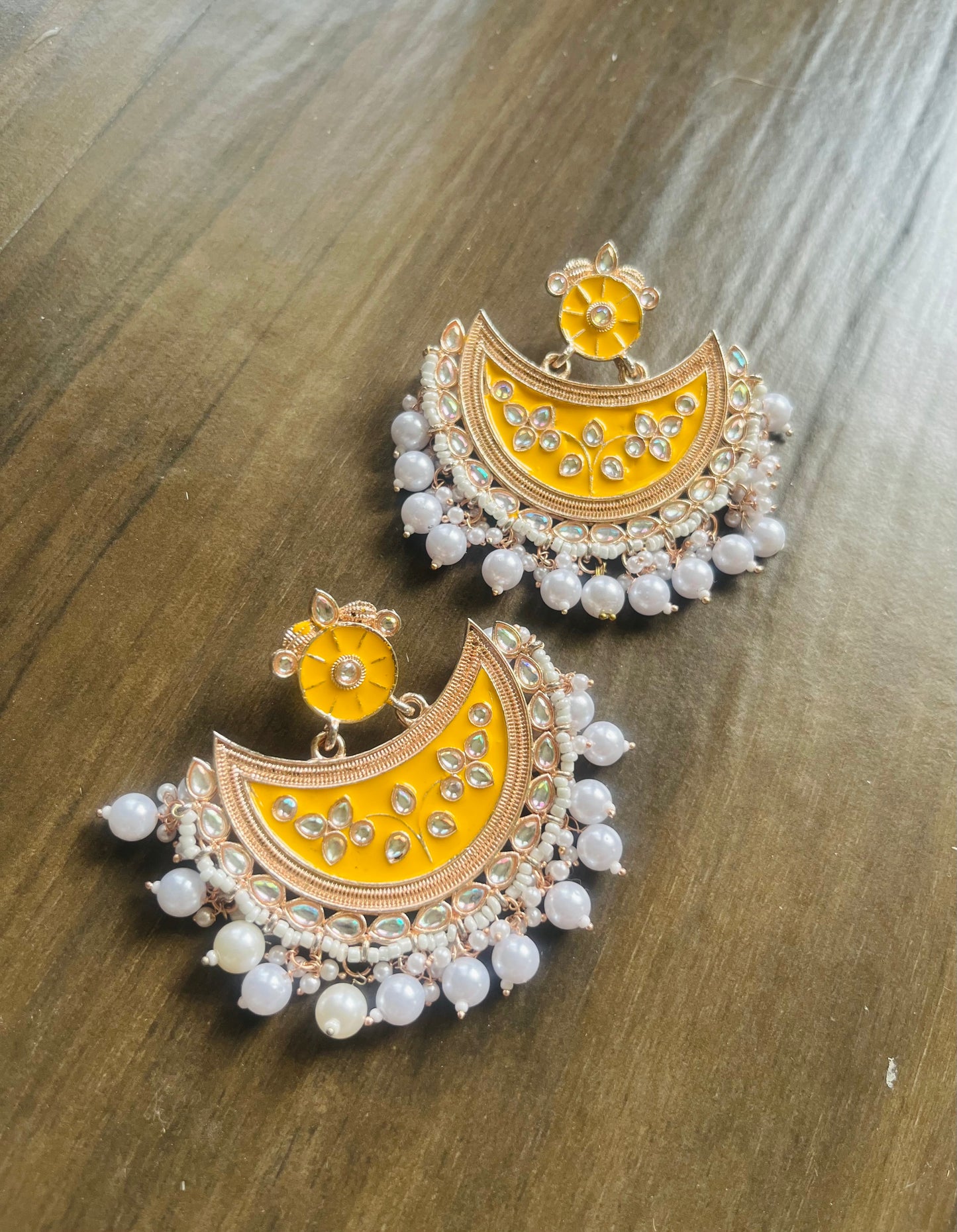 Mehrma Yellow Chand Baali Earrings