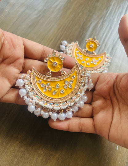 Mehrma Yellow Chand Baali Earrings