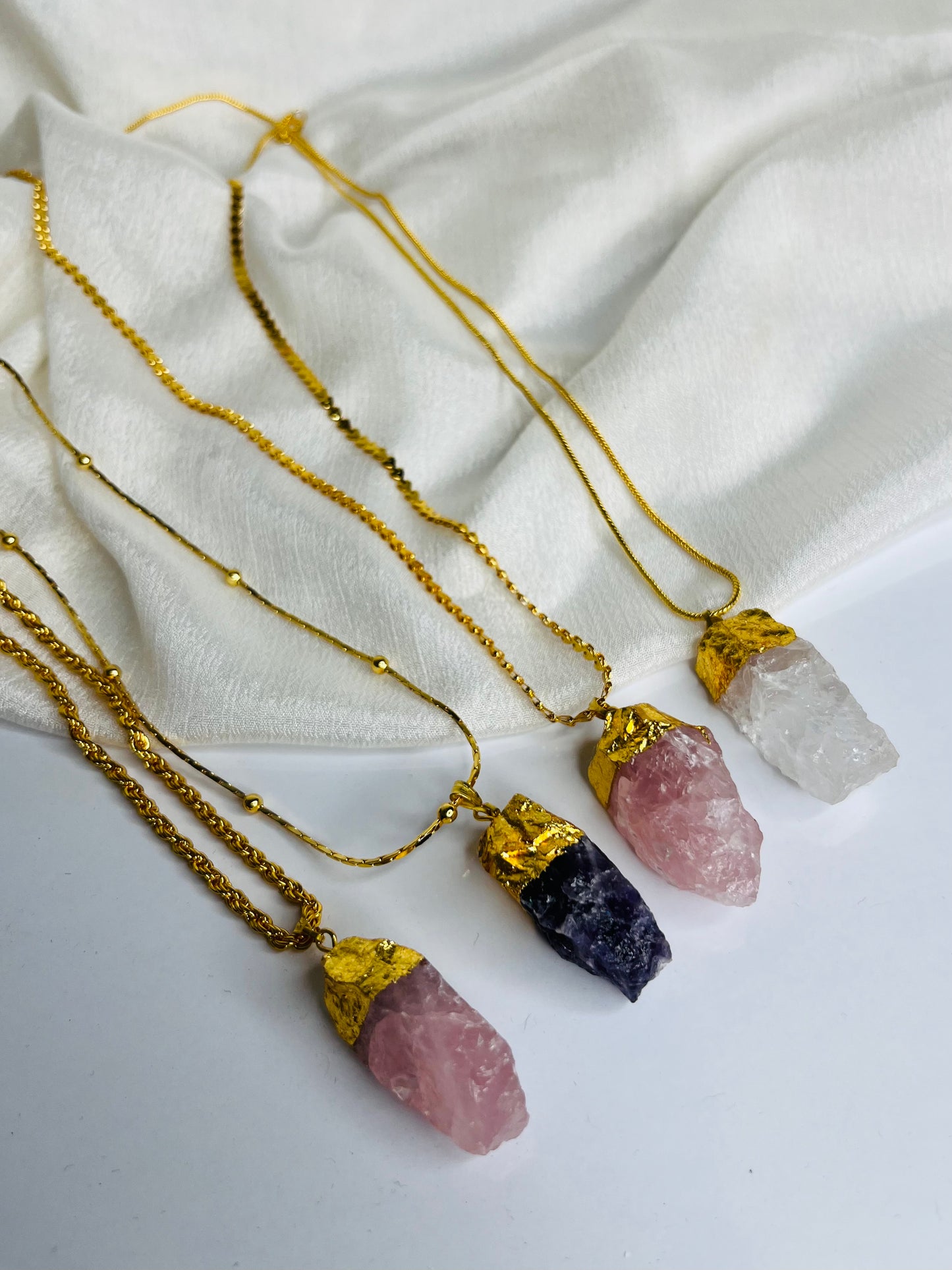 4 Semi-Precious Crystal Necklaces - Gift Set