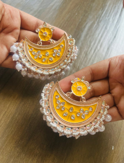 Mehrma Yellow Chand Baali Earrings