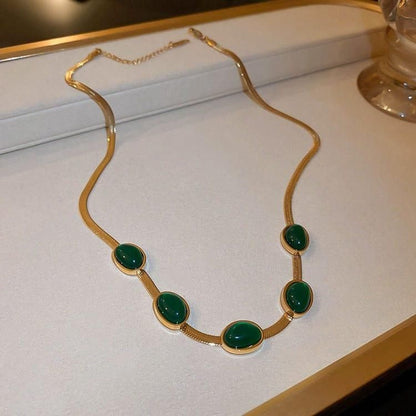 Emerald Green Gold-Plated Necklace Set