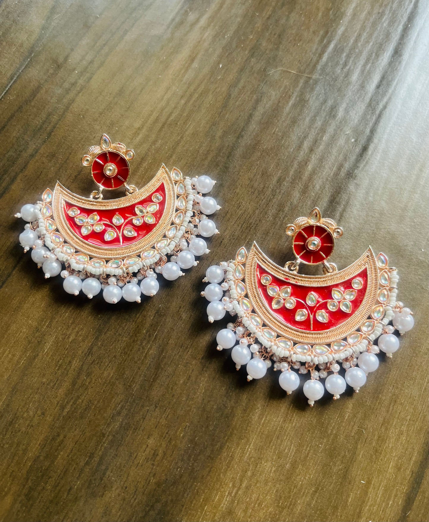 Mehrma Red Chand Baali Earrings