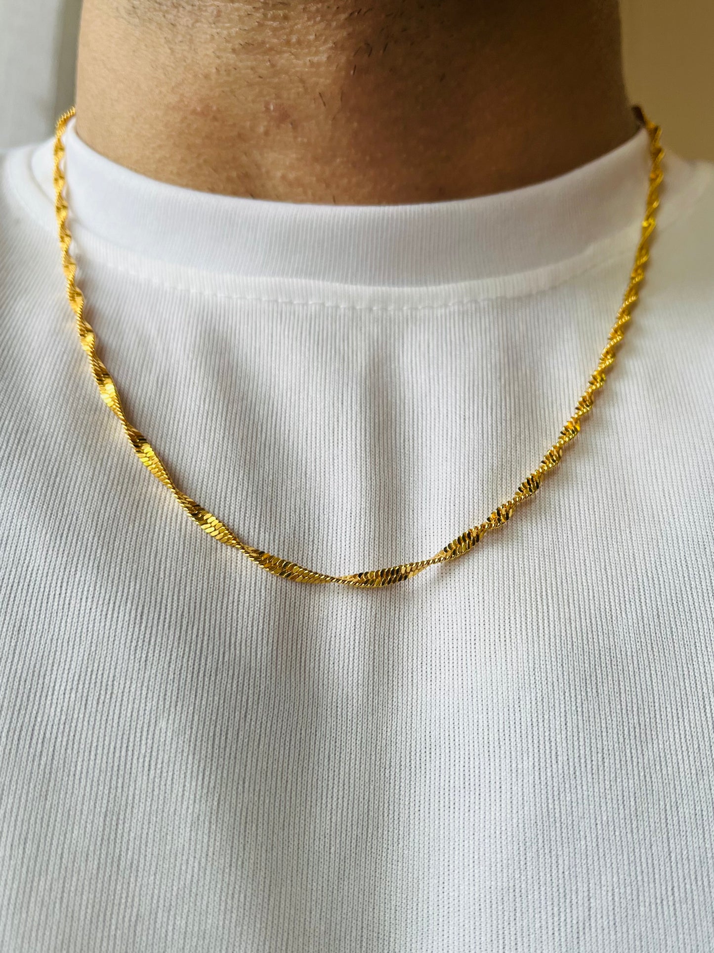 18K Gold - Twisted Chain For Men