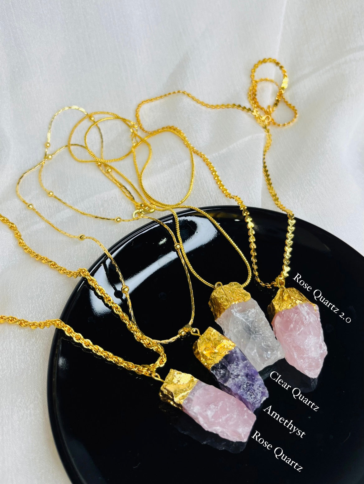 4 Semi-Precious Crystal Necklaces - Gift Set