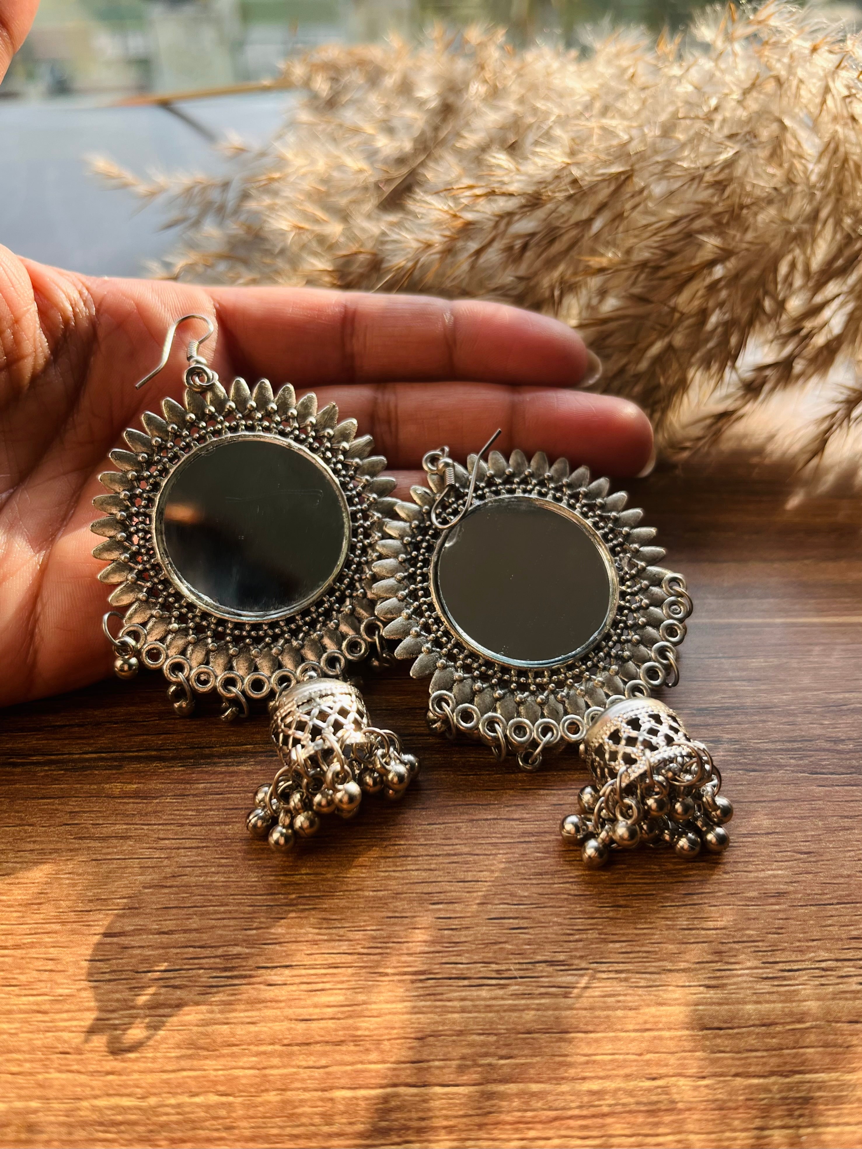 Mirror on sale oxidised earrings