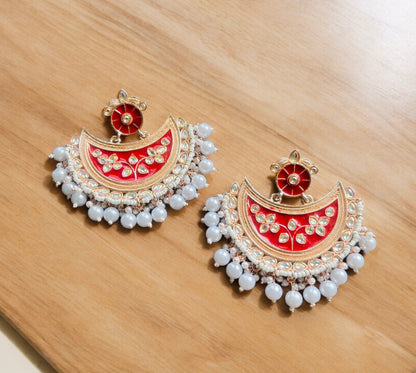 Mehrma Red Chand Baali Earrings