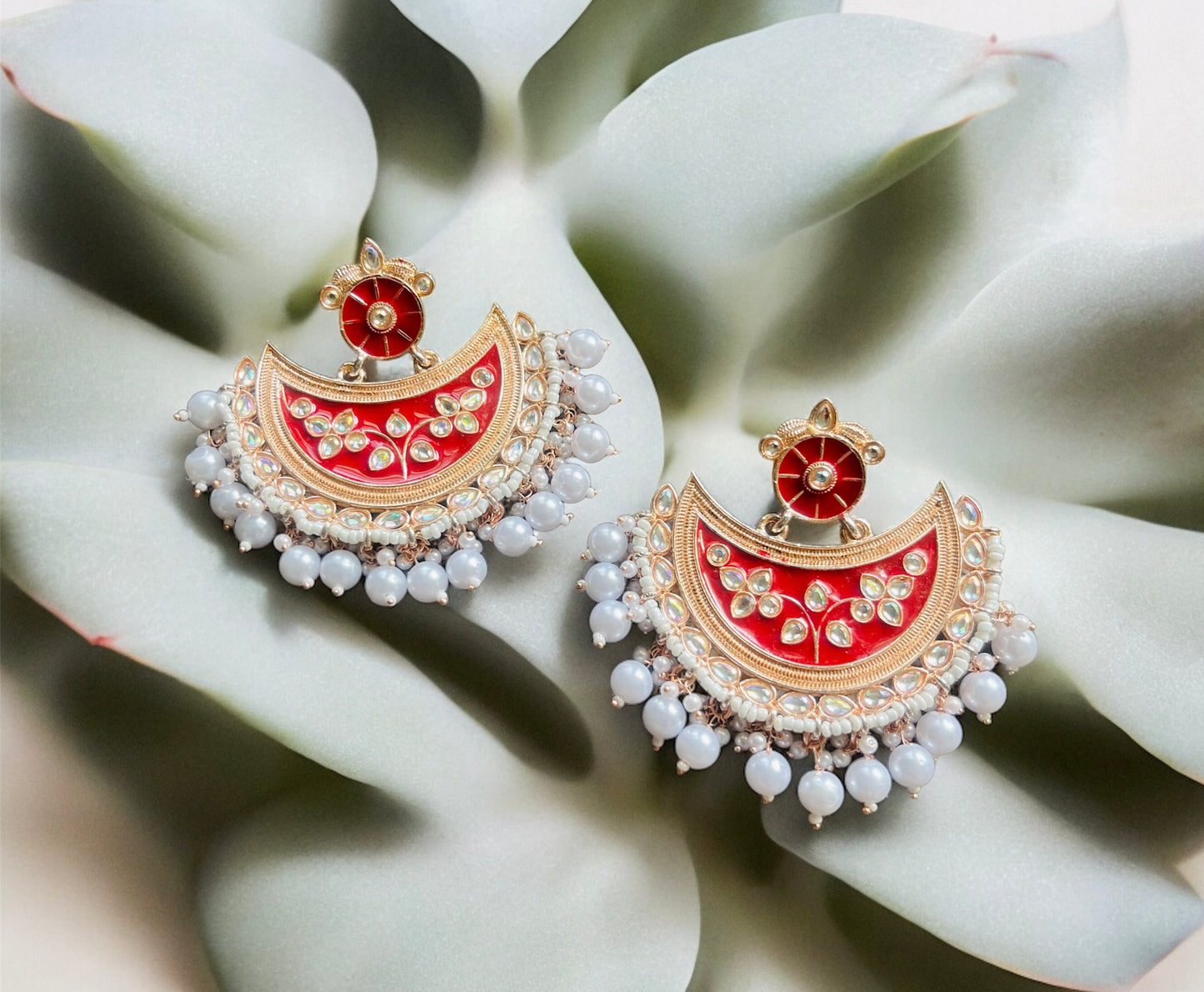 Mehrma Red Chand Baali Earrings