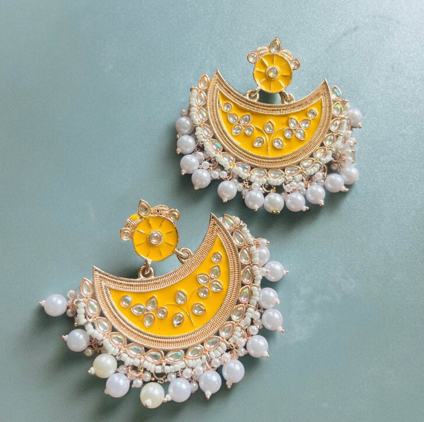 Mehrma Yellow Chand Baali Earrings