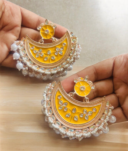 Mehrma Yellow Chand Baali Earrings