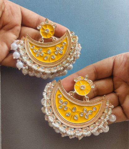 Mehrma Yellow Chand Baali Earrings