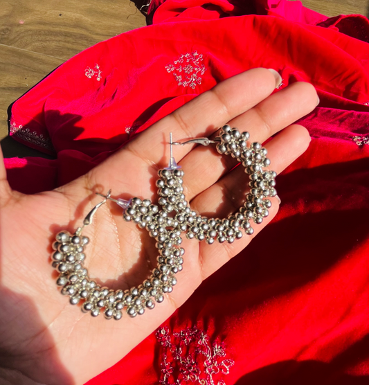 Silver Oxidised Hoop Earrings